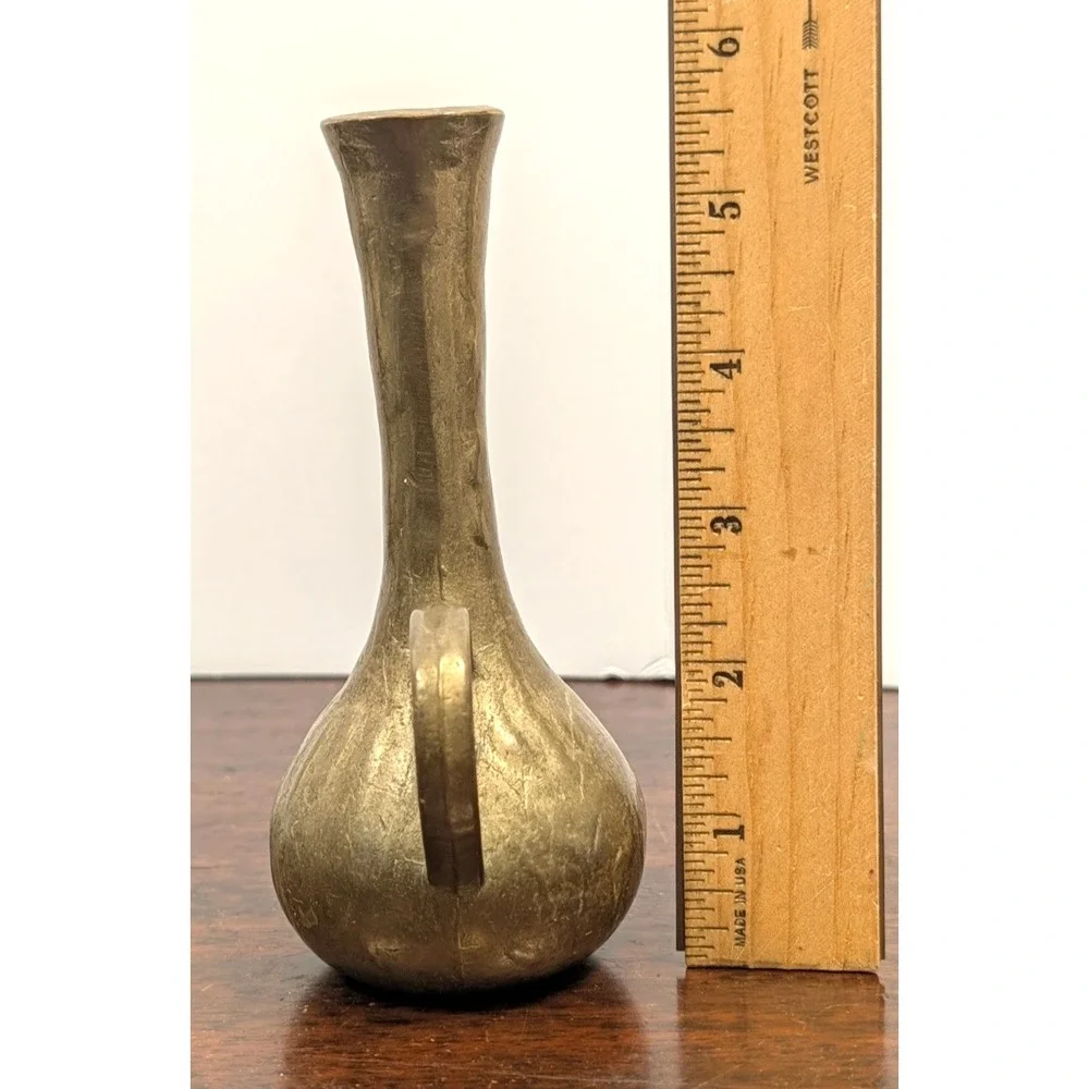 Vintage Brass Bud Vase Pitcher Ewer Mid Century Modern Boho Minimalist 6in